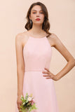 Elegant Lace Spaghetti Straps Affordable Long Bridesmaid Dress