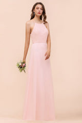 Elegant Lace Spaghetti Straps Affordable Long Bridesmaid Dress