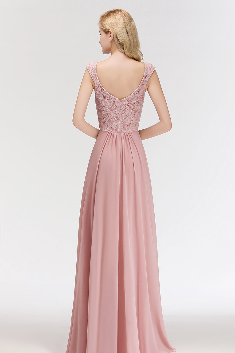 Elegant Lace Sweetheart Bridesmaid Dress Online Dusty Rose Chiffon Wedding Party Dress