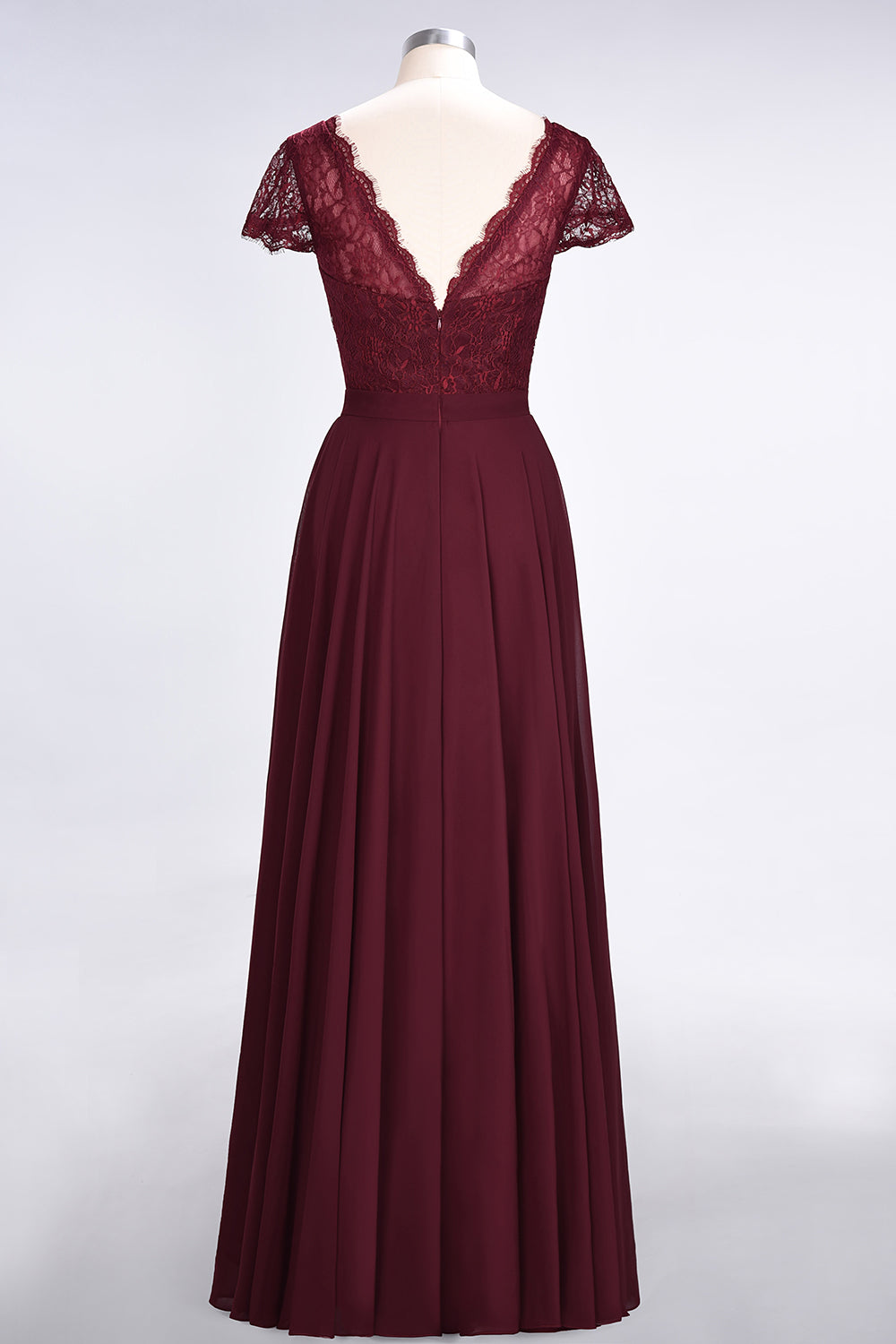burgundy bridesmaid dresses with lace sleeves Burgundy Lace Mermaid Sweep Train Long Sleeves Bridesmaid Dresses, MBD213