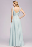 Elegant Lace V-Neck Chiffon Affordable Bridesmaid Dress with Beadings