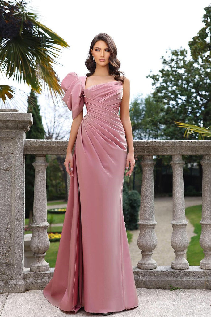dusty rose one shoulder dress Nox Anabel