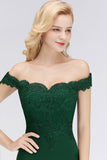 Elegant Mermaid Off-the-Shoulder Burgundy Bridesmaid Dresses with Lace