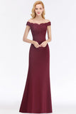 Elegant Mermaid Off-the-Shoulder Burgundy Bridesmaid Dresses with Lace