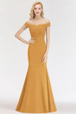 Elegant Mermaid Off-the-Shoulder Burgundy Bridesmaid Dresses with Lace