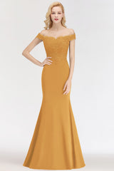 Elegant Mermaid Off-the-Shoulder Burgundy Bridesmaid Dresses with Lace