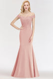 Elegant Mermaid Off-the-Shoulder Burgundy Bridesmaid Dresses with Lace