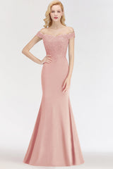 Elegant Mermaid Off-the-Shoulder Burgundy Bridesmaid Dresses with Lace