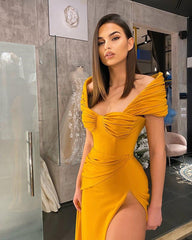 Elegant Off-the-Shoulder Mermaid Evening Dress Long Slit Online