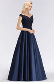Elegant Off-the-Shoulder Ruffle Navy Lace Bridesmaid Dresses with Beads