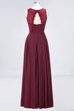 Elegant Roud Neckline Sleeveless Burgundy Lace Bridesmaid Dress Online