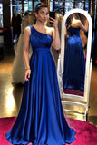 Elegant Royal Blue One Shoulder Prom Dress Long