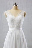 Elegant Straps Sleeveless Chiffon Wedding Dresses White A-line Bridal Gowns Online