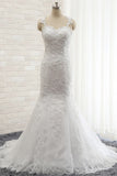 Elegant Straps Sweetheart Lace Wedding Dress Sexy Backless Sleeveless Appliques Bridal Gowns with Beadings