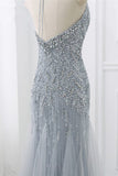 Elegant Tulle Halter Rhinestones Mermaid Prom Dresses Sleeveless Appliques Online