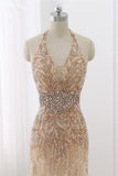 Elegant Tulle Halter Rhinestones Mermaid Prom Dresses Sleeveless Appliques Online