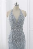 Elegant Tulle Halter Rhinestones Mermaid Prom Dresses Sleeveless Appliques Online