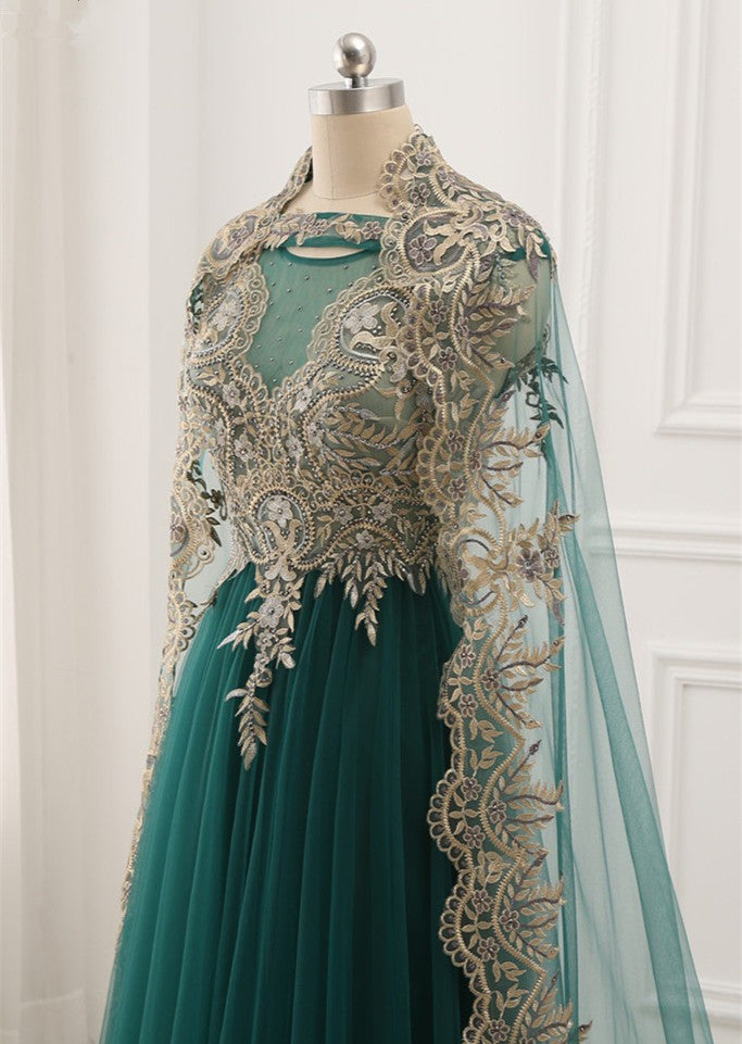 Elegant Tulle Jewel Beading Appliques Prom Dresses with Ruffles Online