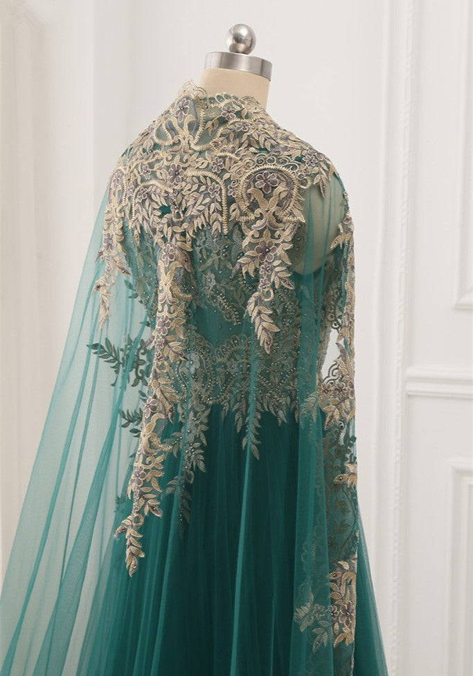 Elegant Tulle Jewel Beading Appliques Prom Dresses with Ruffles Online