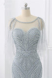 Elegant Tulle Jewel Beadings Mermaid Prom Dresses with Ruffles Online