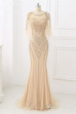 Elegant Tulle Jewel Beadings Mermaid Prom Dresses with Ruffles Online