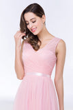 Elegant Tulle V-Neck Sleeveless Ruffle Long Bridesmaid Dress with Sash