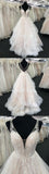 Elegant Tulle V-Neck Wedding Dress Open Back Long Layered Bridal Gowns On Sale