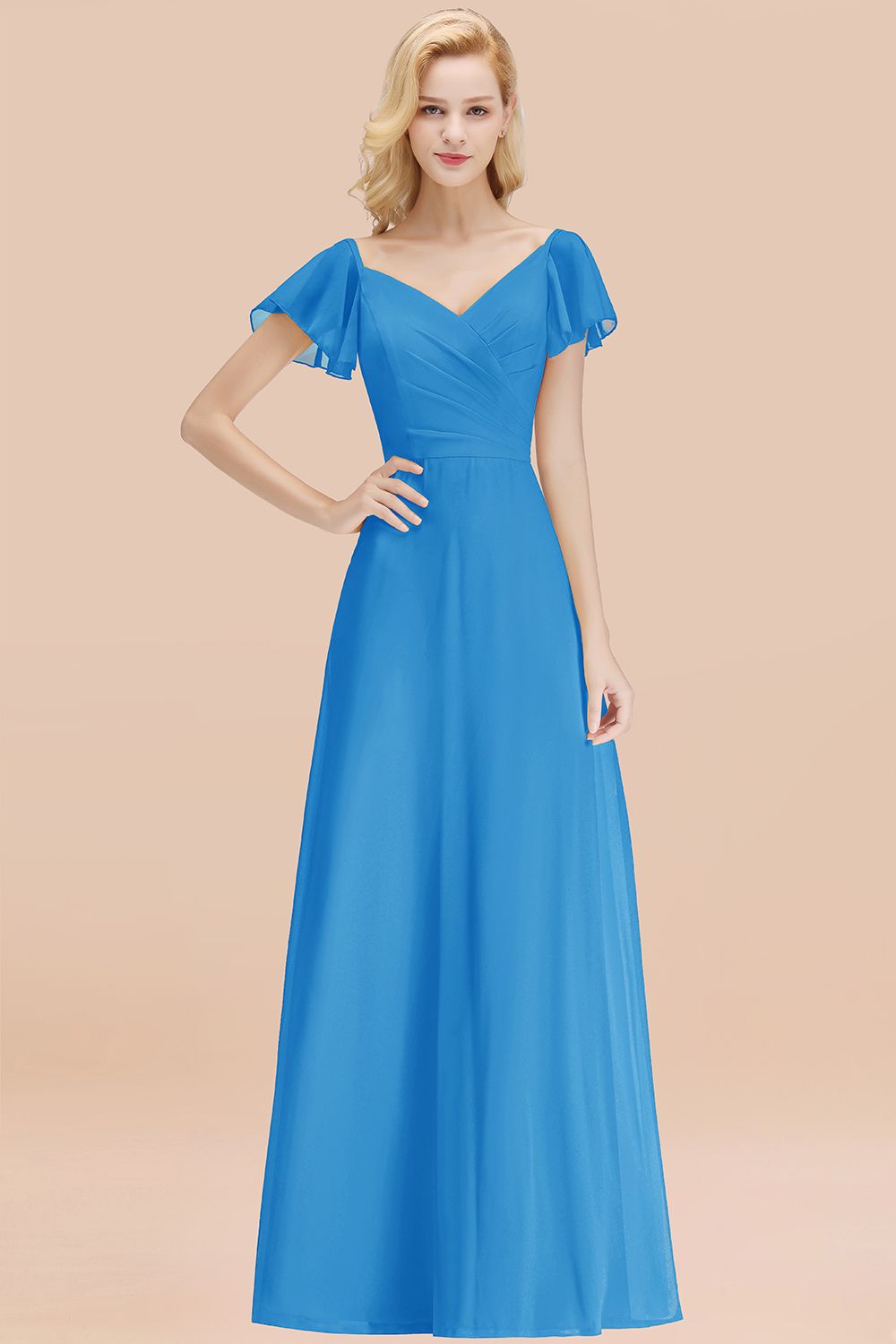 Elegent Short-Sleeve Long Bridesmaid Dresses Yellow Chiffon Wedding Pa Newinlook Elegent Short-Sleeve Long Bridesmaid Dresses Yellow Chiffon Wedding Pa Newinlook