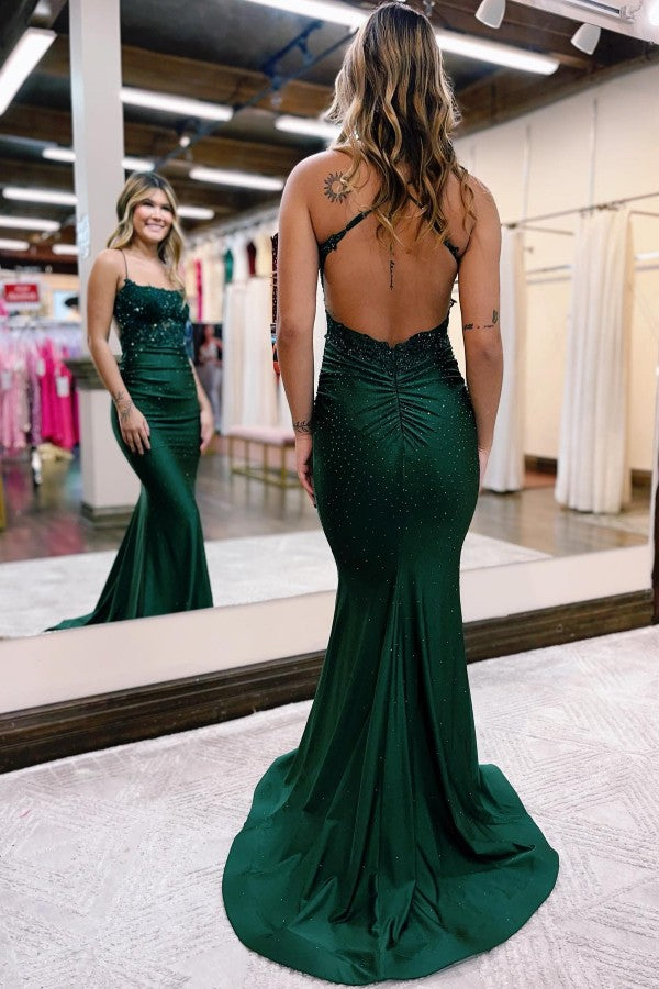 backless emerald green prom dress Dark Green Backless Prom Dresses, Emerald Green Backless Formal Gradua jbydress