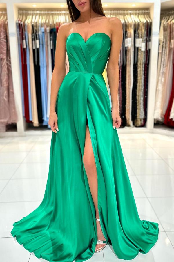 Emerald Green Prom Dress Sweetheart Long With Slit Newinlook Emerald Green Prom Dress Sweetheart Long With Slit Newinlook