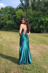 Emerald Green Sleeveless Prom Dress Mermaid Long