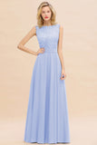 Exquisite Scoop Chiffon Lace Bridesmaid Dresses with V-Back
