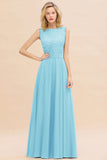 Exquisite Scoop Chiffon Lace Bridesmaid Dresses with V-Back