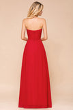 Exuqisite Sweetheart Ruffle Red Bridesmaid Dresses with Appliques