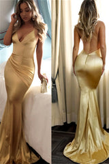 Newinlook Daffodil Mermaid V-Neck Sleeveless Evening Dress Long