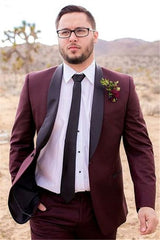 Newinlook Handsome Burgundy Groom’s Suit with Tailcoats for Weddings