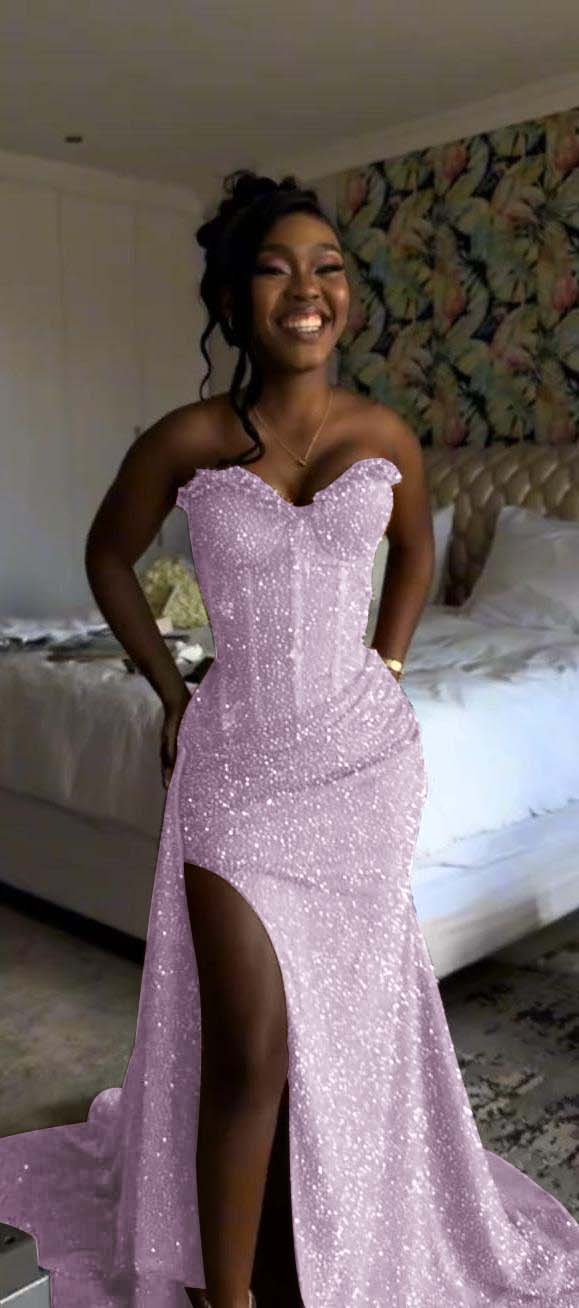Sweetheart Sleeveless Long Mermaid Formal Dress With Split Sequin