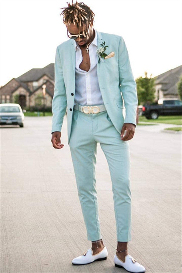 Newinlook Elegant Mint Green David Beckham-Inspired Two-Piece Wedding Suit