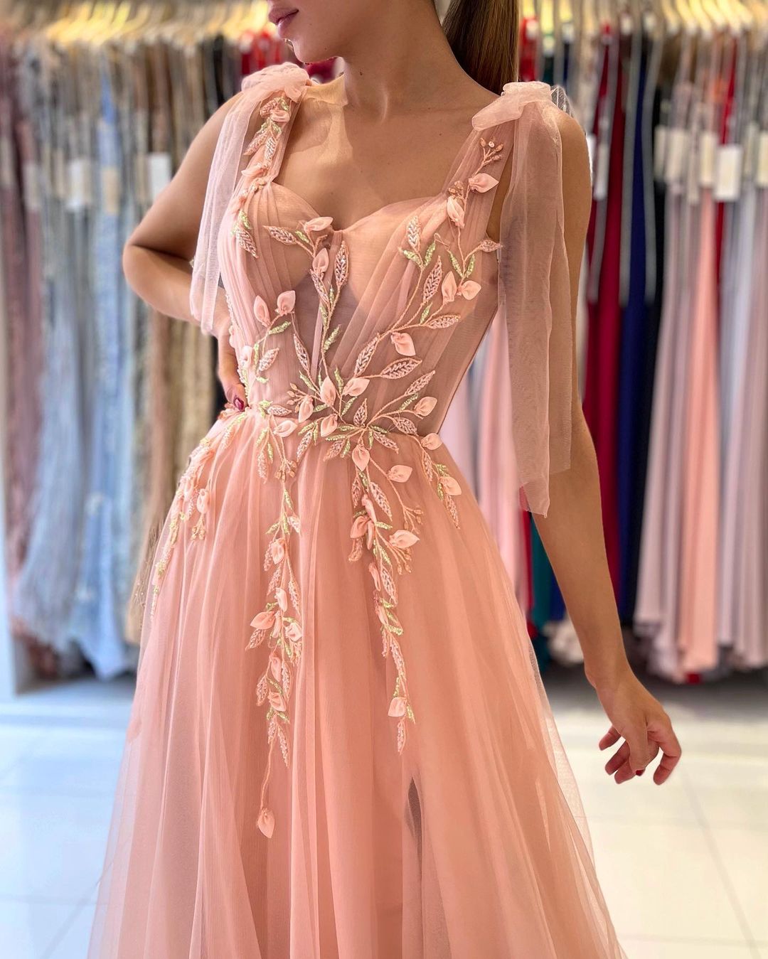 Fairy Tulle Prom Dress Slit Long With Appliques Newinlook Fairy Tulle Prom Dress Slit Long With Appliques Newinlook