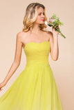 Fashionable Sweetheart Ruffle Yellow Ombre Bridesmaid Dress