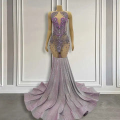 Beautiful Purple Long Mermaid Formal Dresses Sleeveless with Beads