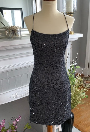 Guinevere Bodycon Scoop-Neck Beaded Satin Homecoming Dress Newinlook Guinevere Bodycon Scoop-Neck Beaded Satin Homecoming Dress Newinlook