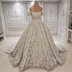 Glamorous Bateau Shortsleeves A-line Wedding Dresses Tulle Ruffles Bridal Gowns With Appliques Online