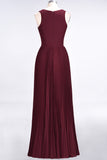 Glamorous Chiffon V-Neck Ruffle Burgundy Bridesmaid Dresses Affordable