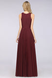 Glamorous Chiffon V-Neck Ruffle Burgundy Bridesmaid Dresses Affordable