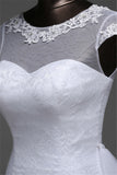 Glamorous Lace Jewel White Mermaid Wedding Dresses with Beadings Online