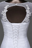Glamorous Lace Jewel White Mermaid Wedding Dresses with Beadings Online