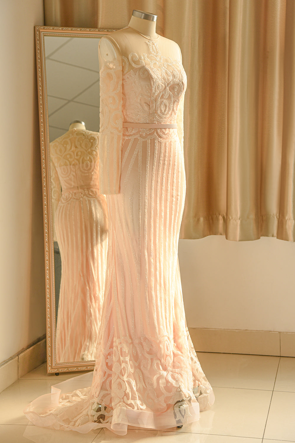 Glamorous Long Sleeve Sequins Prom Dress Mermaid Long Online