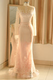 Glamorous Long Sleeve Sequins Prom Dress Mermaid Long Online