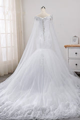 Glamorous Off-the-Shoulder Mermaid Wedding Dress Sweetheart Tulle Appliques Beadings Bridal Gowns On Sale